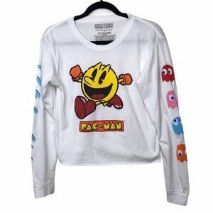 PacMan White Long Sleeve Japanese Graphic Tee T Shirt Small